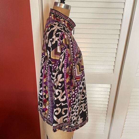 ZENERGY BY CHICO’S | zip up lightweight black purple jacket size 3 or L - Picture 4 of 6